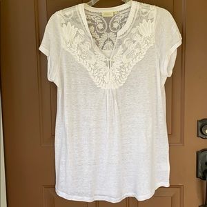 S/S Misses XL Gorgeous White Lace inset tee